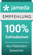 Banner Jameda 100 % Zufriedenheit